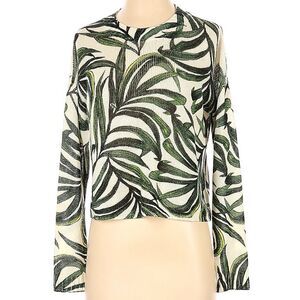 Show Me Your Mumu Womens Green Printed Long Sleeve Leaf Sweater Size XS